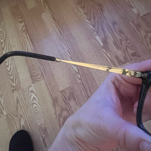 Black Cat-Eye Glasses with Gold Accents